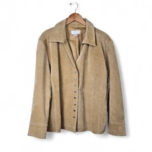 NWOT CJ Banks Tan Suede Pig Leather Snap Front Jacket Womens 2X #11-08